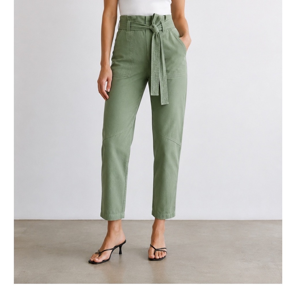 A.L.C. Cobin Pant Green Paperbag Waist Linen Blend Minimalist Chic 00 - Picture 1 of 12
